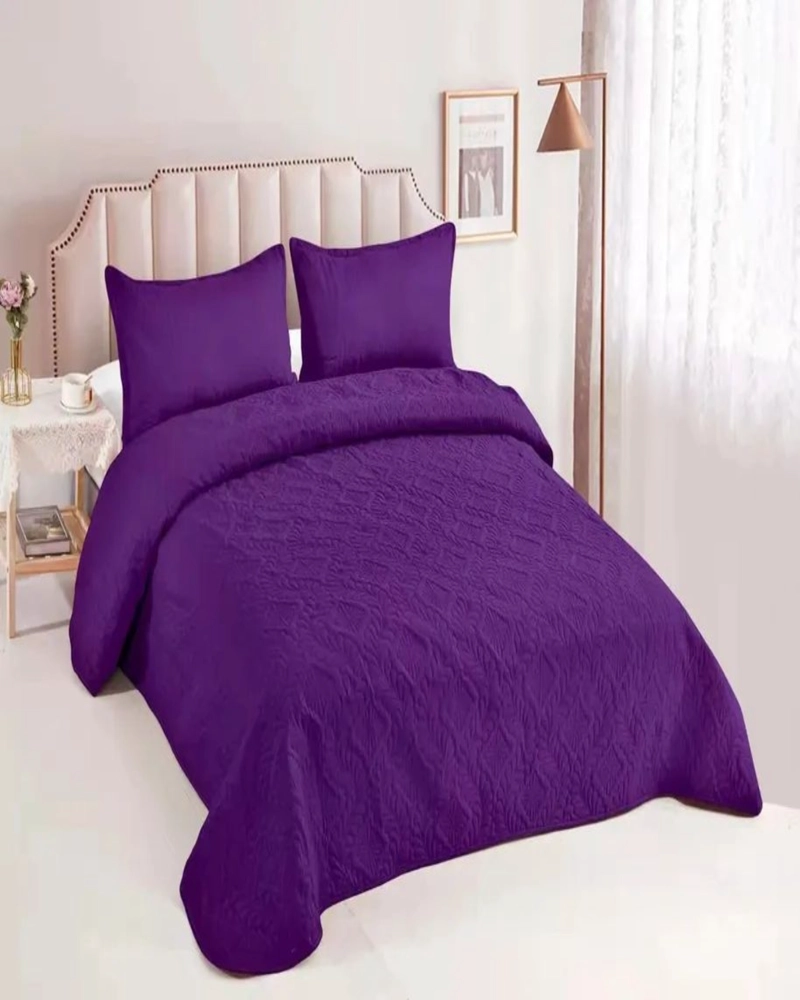 COLCHA ELEGANTE  QUILT VERANO 2 PLAZA VIOLETA - 1
