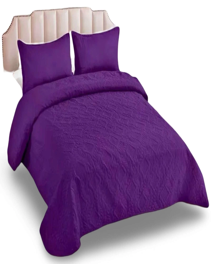 COLCHA ELEGANTE  QUILT VERANO 2 PLAZA VIOLETA - 2