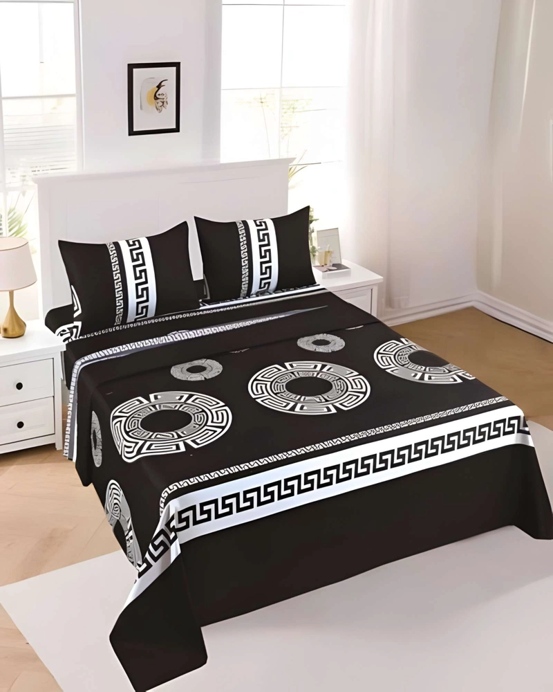 JUEGO DE SABANAS CON DISEÑO 1 PLAZA NEGRO - 1