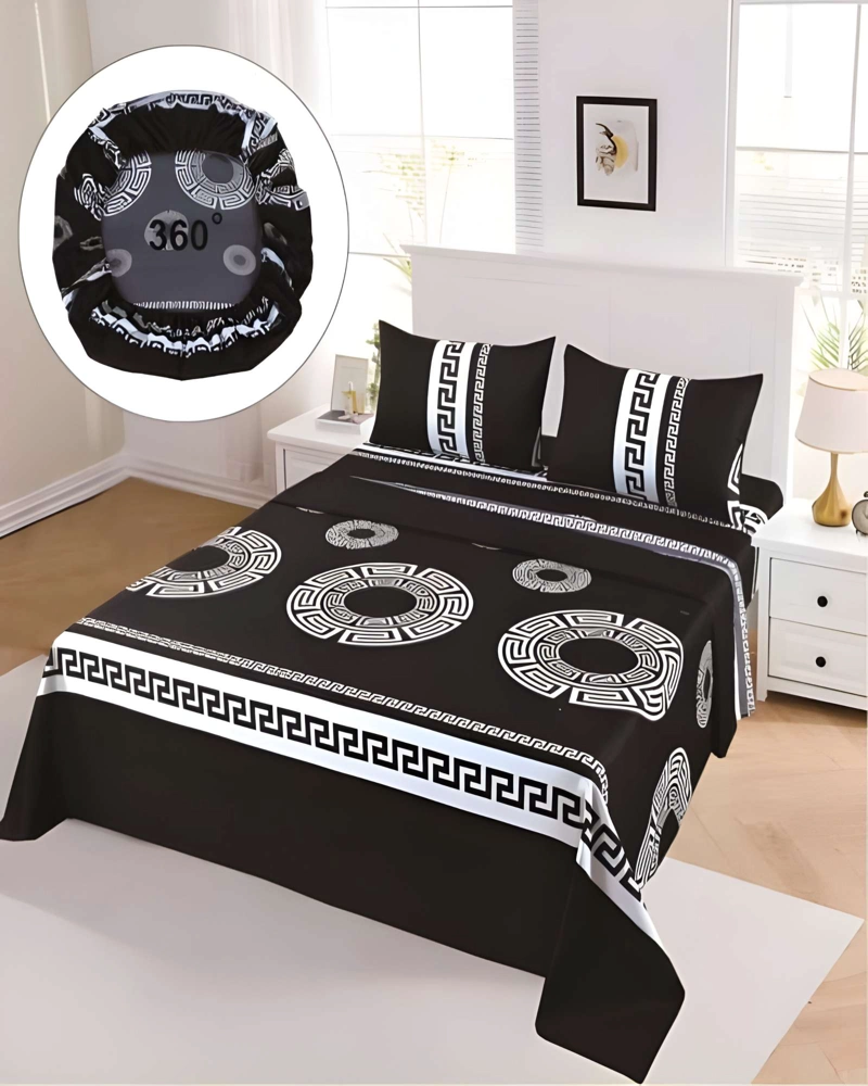 JUEGO DE SABANAS CON DISEÑO 1 PLAZA NEGRO - 3