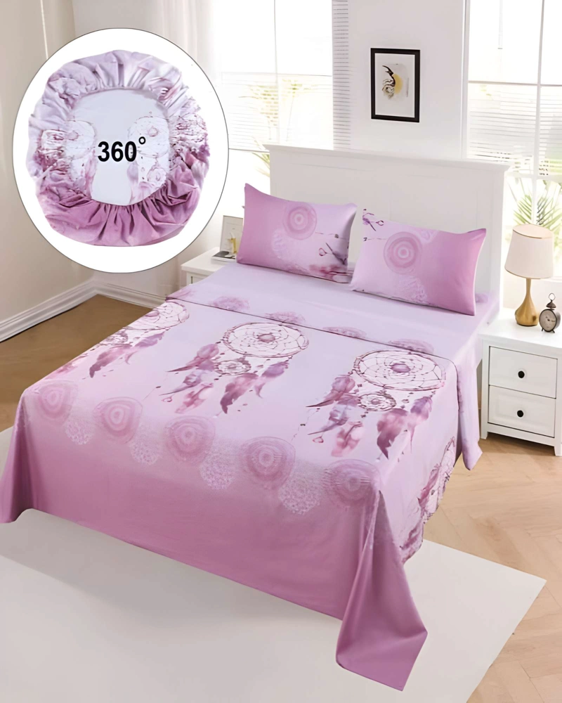 JUEGO DE SABANAS CON DISEÑO PLAZA Y MEDIA ROSA - 3