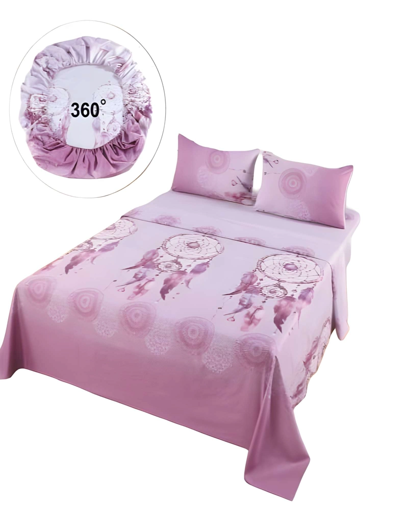 JUEGO DE SABANAS CON DISEÑO PLAZA Y MEDIA ROSA - 4