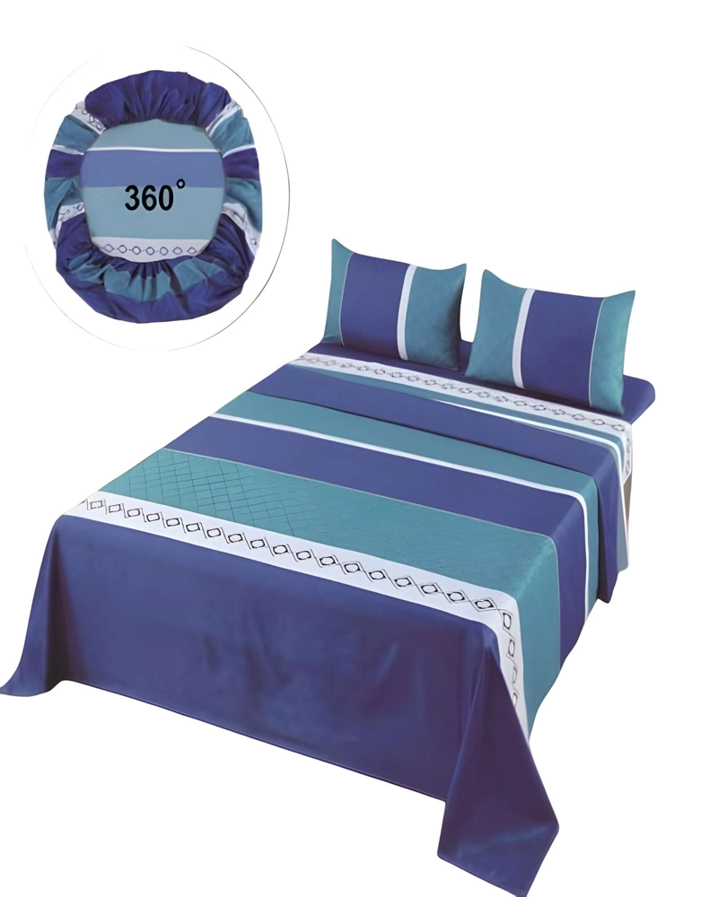 JUEGO DE SABANAS CON DISEÑO SUPER KING AZUL - 4