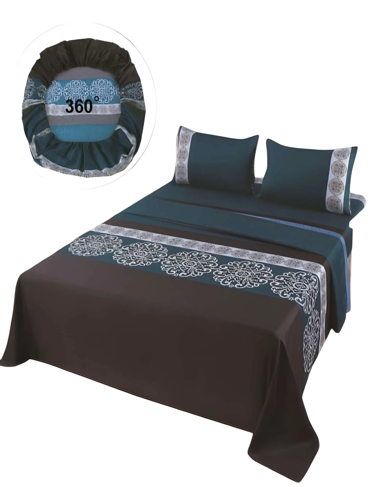 JUEGO DE SABANAS CON DISEÑO KING VERDE OSCURO - 4
