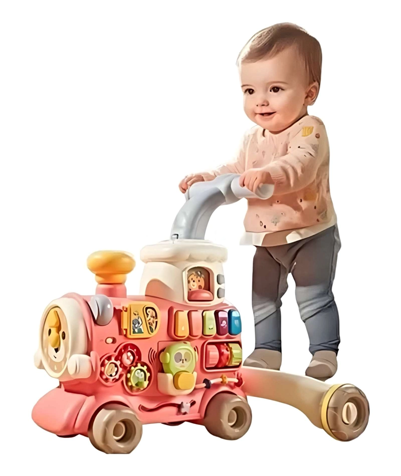 CORREPASILLO ANDADOR  TRENCITO MUSICAL INFANTIL 5 EN 1 ROSA - 1