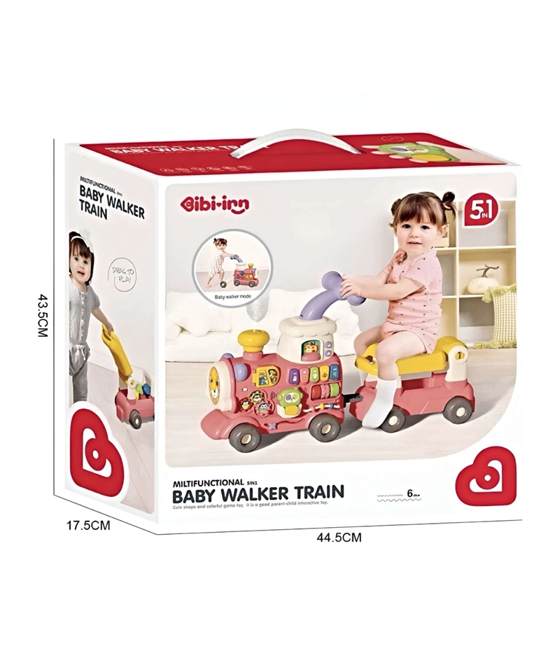 CORREPASILLO ANDADOR  TRENCITO MUSICAL INFANTIL 5 EN 1 ROSA - 5