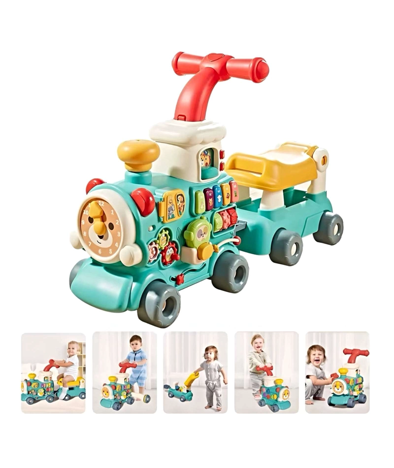 CORREPASILLO ANDADOR  TRENCITO MUSICAL INFANTIL 5 EN 1 CELESTE - 2