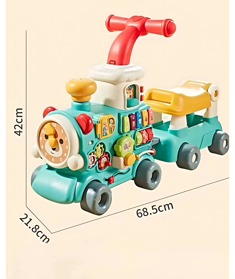 CORREPASILLO ANDADOR  TRENCITO MUSICAL INFANTIL 5 EN 1 CELESTE - 3