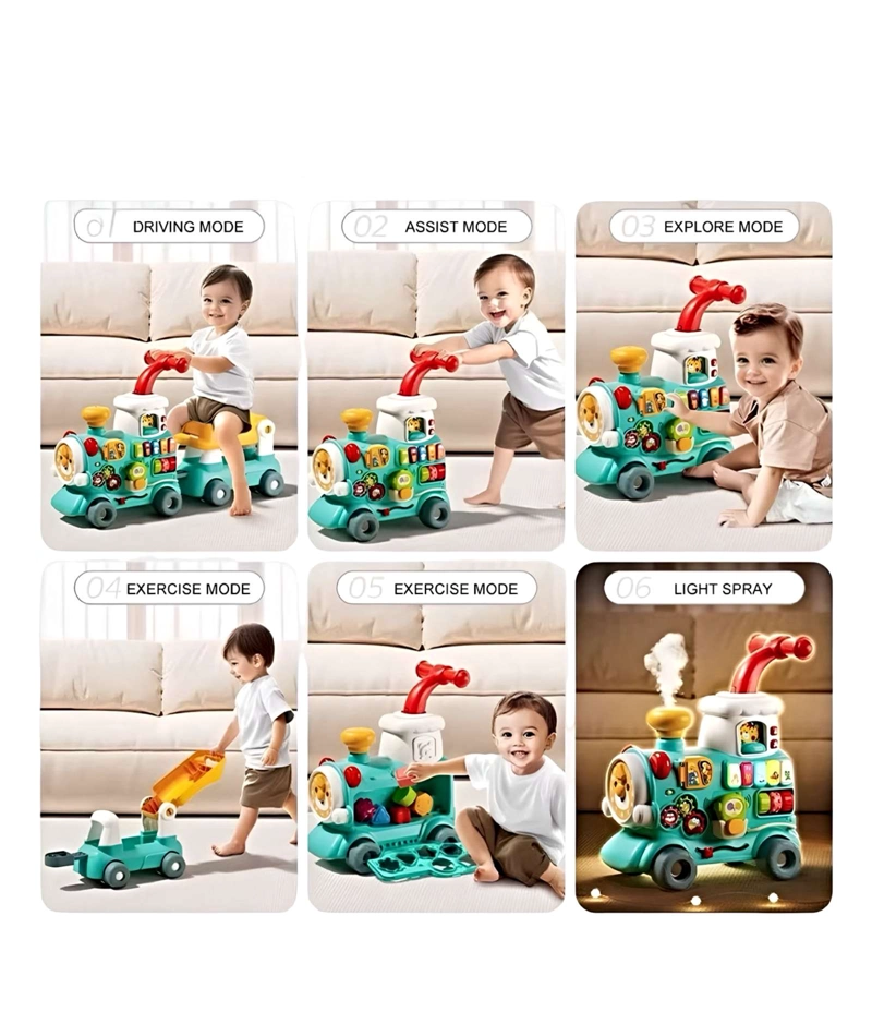 CORREPASILLO ANDADOR  TRENCITO MUSICAL INFANTIL 5 EN 1 CELESTE - 5