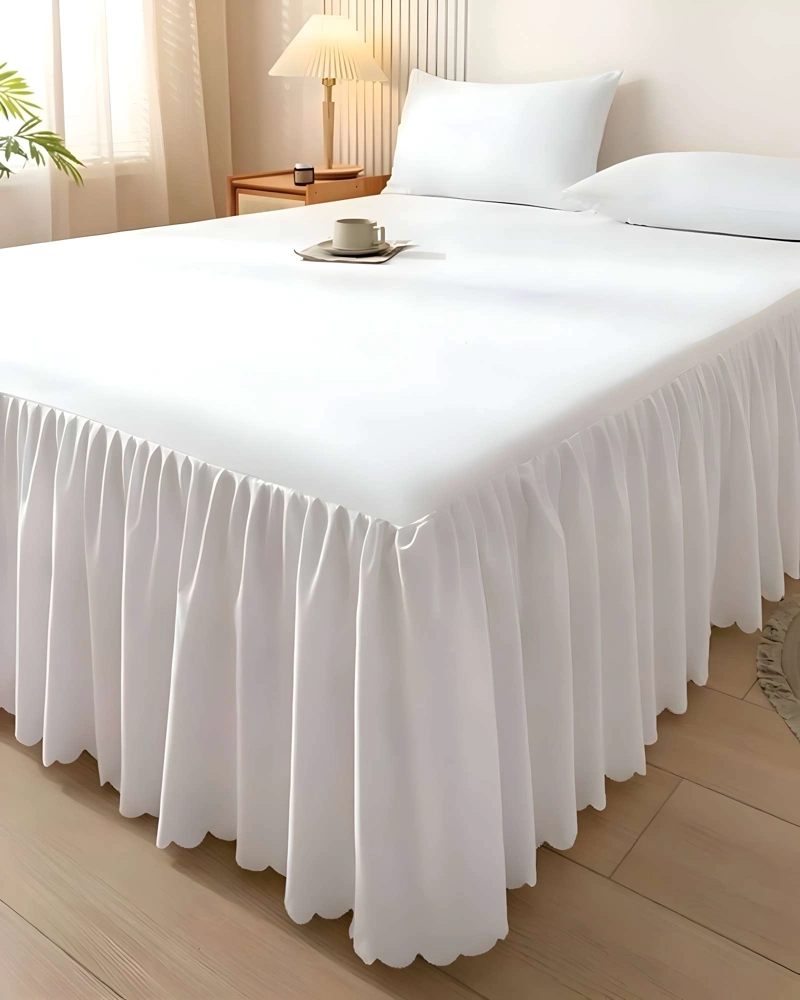 FALDON DE CAMA PARA BASE CON VOLADO KING 180X200 CM BLANCO - 1