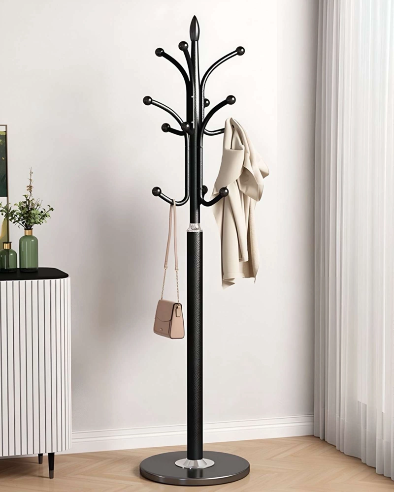 PERCHERO DE PIE NEGRO MODERNO METALICO ORGANIZADOR DE ROPA CON BASE - 3