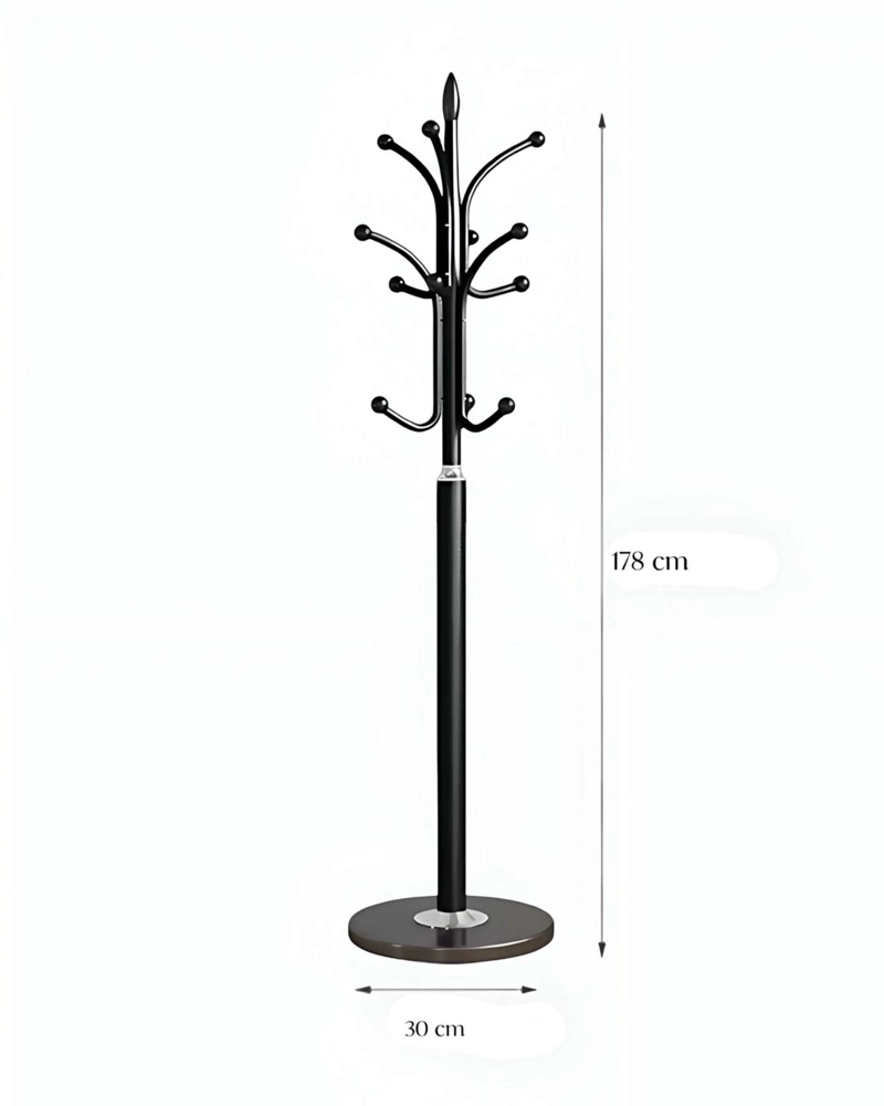 PERCHERO DE PIE NEGRO MODERNO METALICO ORGANIZADOR DE ROPA CON BASE - 6