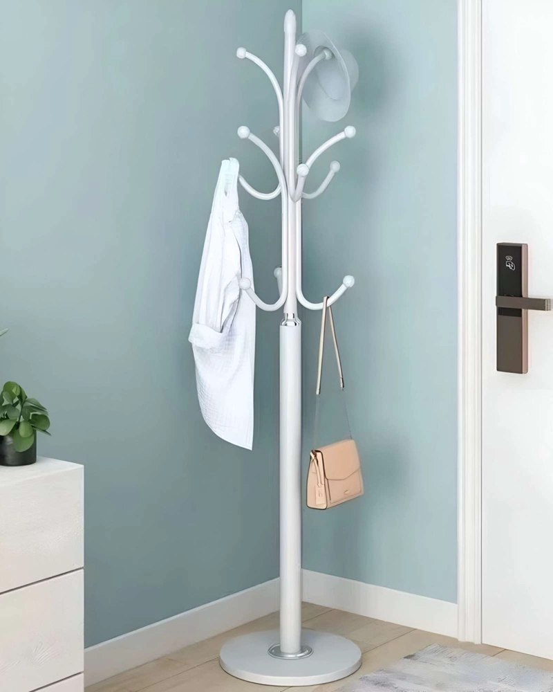 PERCHERO DE PIE BLANCO MODERNO METALICO ORGANIZADOR DE ROPA CON BASE - 3