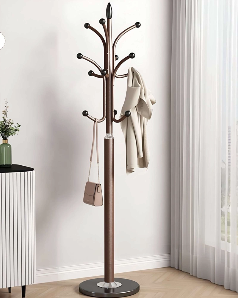 PERCHERO DE PIE CAFE MODERNO METALICO ORGANIZADOR DE ROPA CON BASE - 3