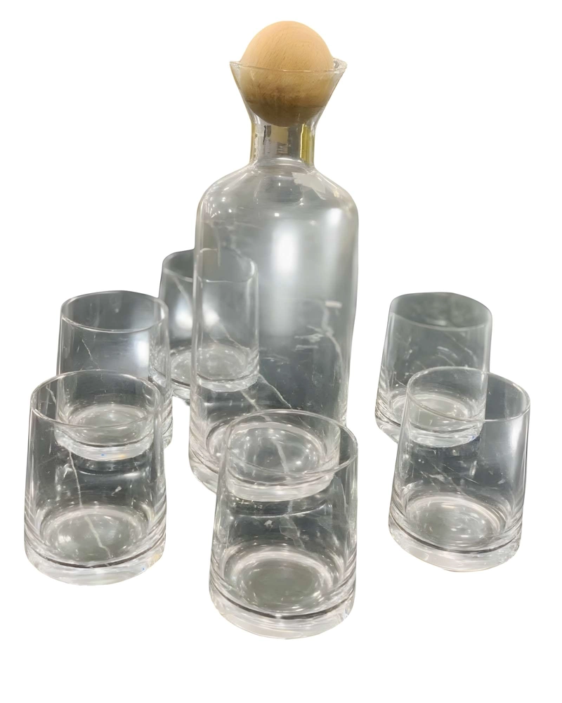 JUEGO DE JARRA DE VIDRIO MAS 6 VASOS TRANSPARENTE - 1