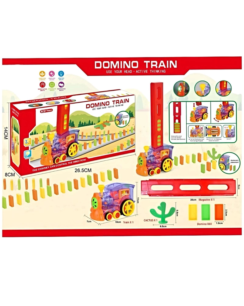 JUEGO DE TREN DE DOMINO LUZ Y SONIDO INFANTIL CON 80 PIEZAS - 3