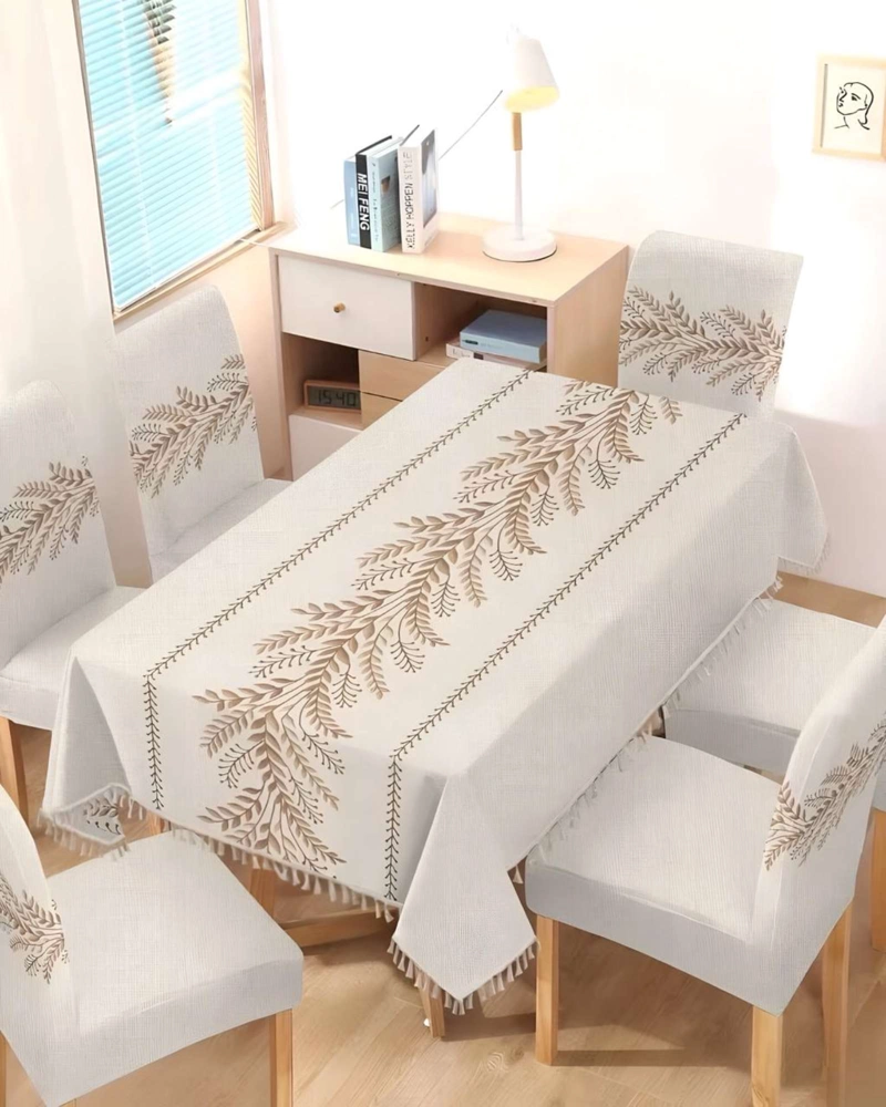 JUEGO TEXTIL PARA COMEDOR MANTEL  MAS 6 FUNDAS DE SILLA - 4
