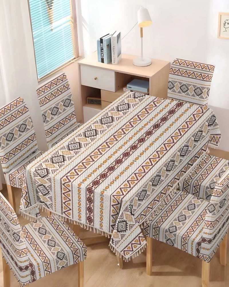 JUEGO TEXTIL PARA COMEDOR MANTEL  MAS 6 FUNDAS DE SILLA - 3