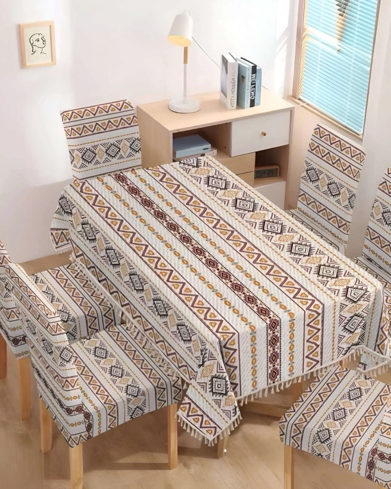 JUEGO TEXTIL PARA COMEDOR MANTEL  MAS 6 FUNDAS DE SILLA - 4