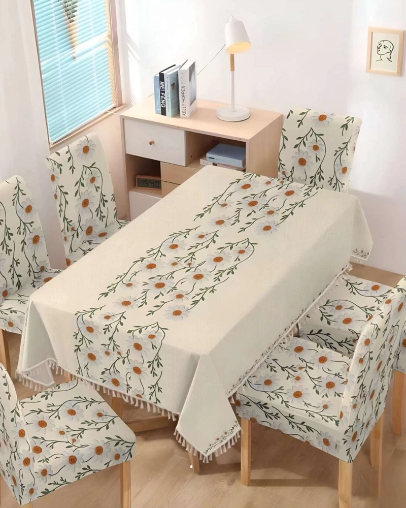 JUEGO TEXTIL PARA COMEDOR MANTEL  MAS 6 FUNDAS DE SILLA - 3