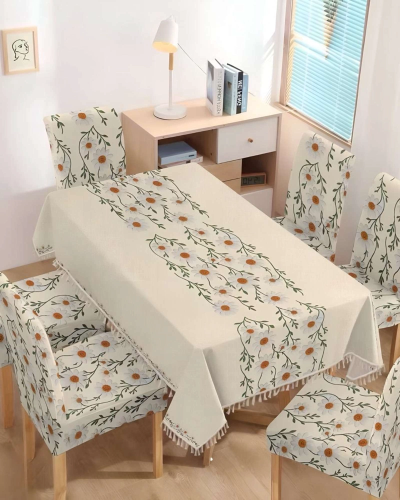JUEGO TEXTIL PARA COMEDOR MANTEL  MAS 6 FUNDAS DE SILLA - 4