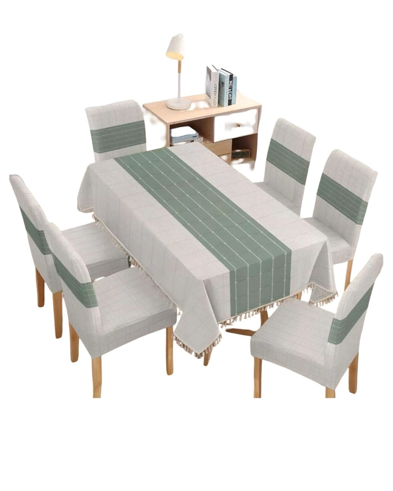 JUEGO TEXTIL PARA COMEDOR MANTEL  MAS 6 FUNDAS DE SILLA - 1