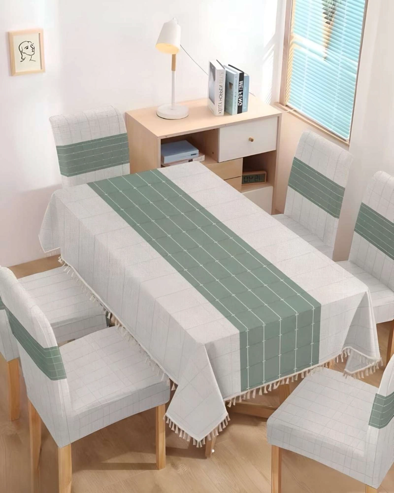 JUEGO TEXTIL PARA COMEDOR MANTEL  MAS 6 FUNDAS DE SILLA - 3