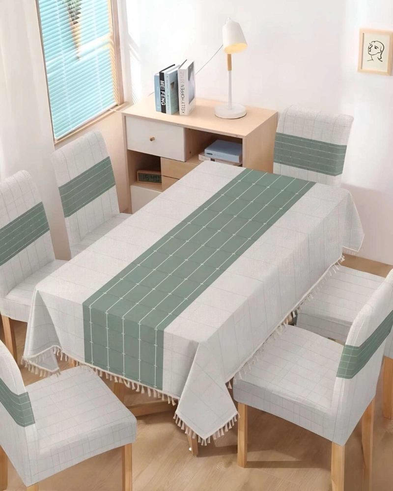 JUEGO TEXTIL PARA COMEDOR MANTEL  MAS 6 FUNDAS DE SILLA - 4
