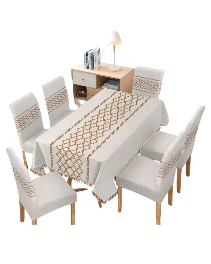 JUEGO TEXTIL PARA COMEDOR MANTEL  MAS 6 FUNDAS DE SILLA - 1