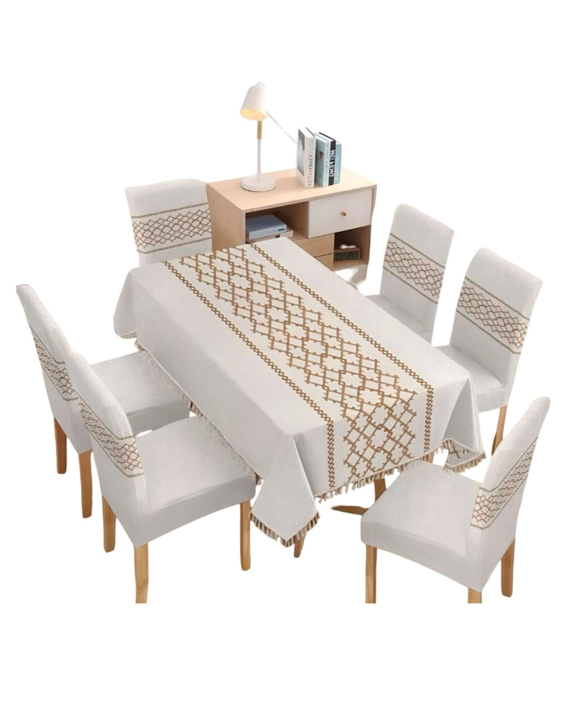 JUEGO TEXTIL PARA COMEDOR MANTEL  MAS 6 FUNDAS DE SILLA - 2