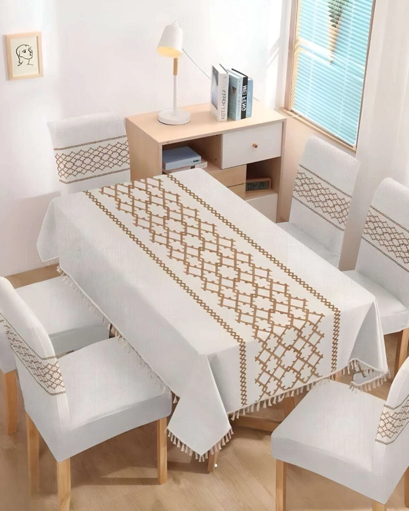JUEGO TEXTIL PARA COMEDOR MANTEL  MAS 6 FUNDAS DE SILLA - 3