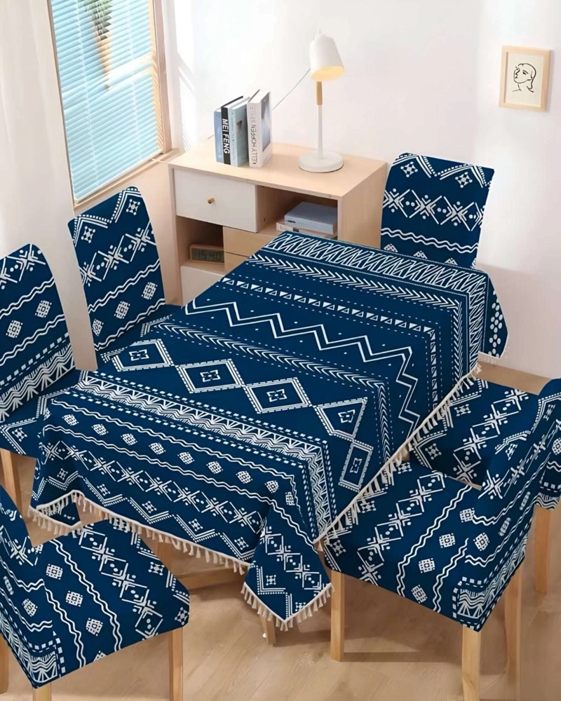 JUEGO TEXTIL PARA COMEDOR MANTEL  MAS 6 FUNDAS DE SILLA - 3