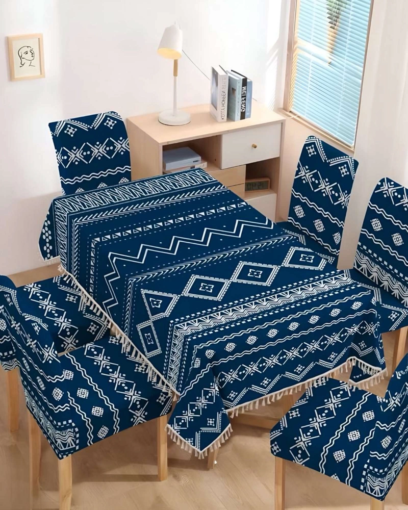 JUEGO TEXTIL PARA COMEDOR MANTEL  MAS 6 FUNDAS DE SILLA - 4