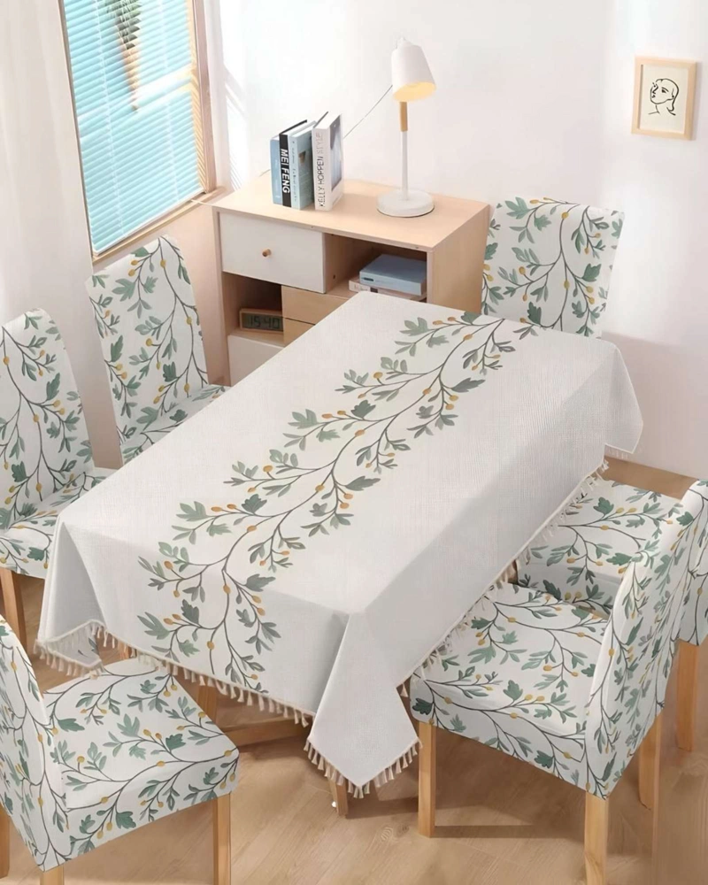 JUEGO TEXTIL PARA COMEDOR MANTEL  MAS 6 FUNDAS DE SILLA - 3