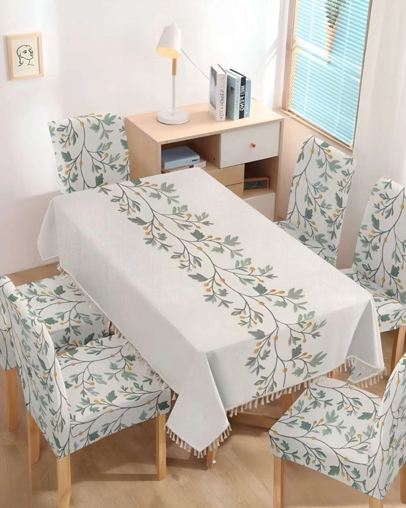 JUEGO TEXTIL PARA COMEDOR MANTEL  MAS 6 FUNDAS DE SILLA - 4