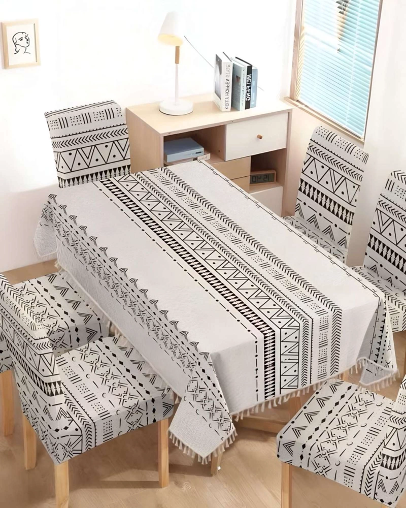 JUEGO TEXTIL PARA COMEDOR MANTEL  MAS 6 FUNDAS DE SILLA - 3