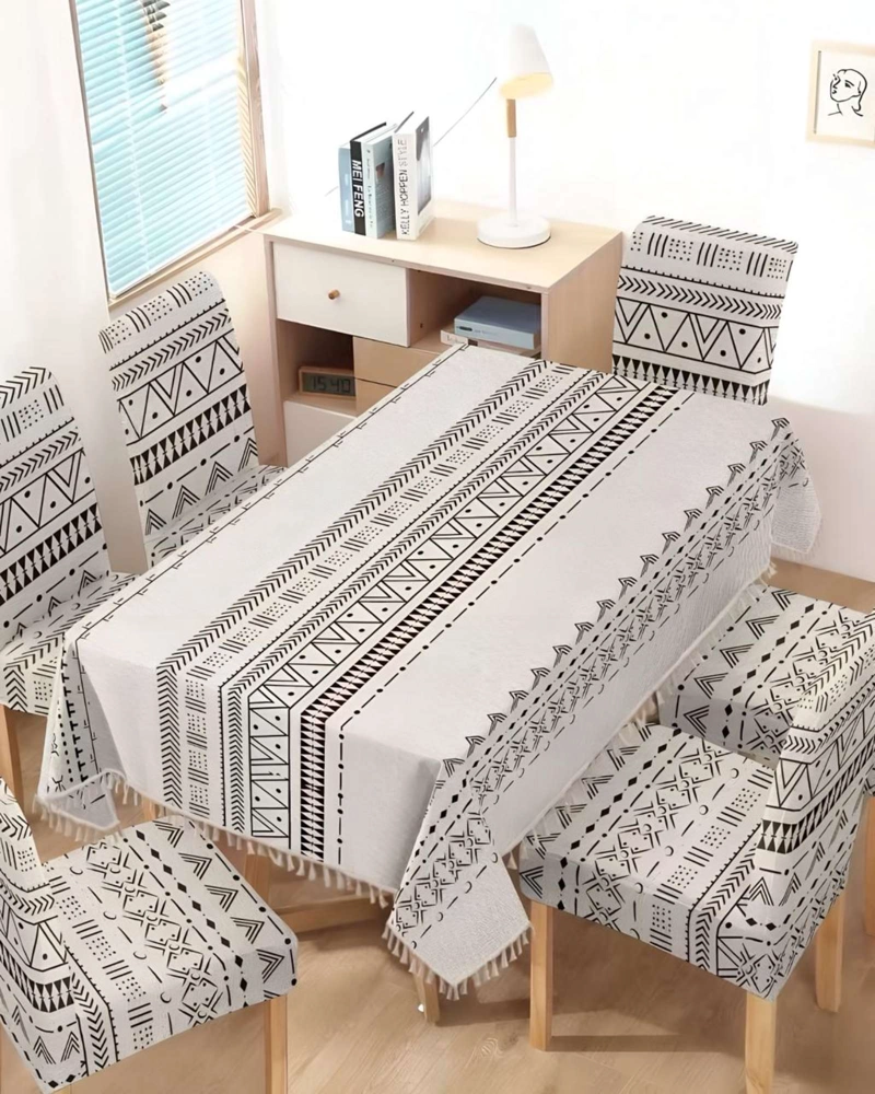 JUEGO TEXTIL PARA COMEDOR MANTEL  MAS 6 FUNDAS DE SILLA - 4