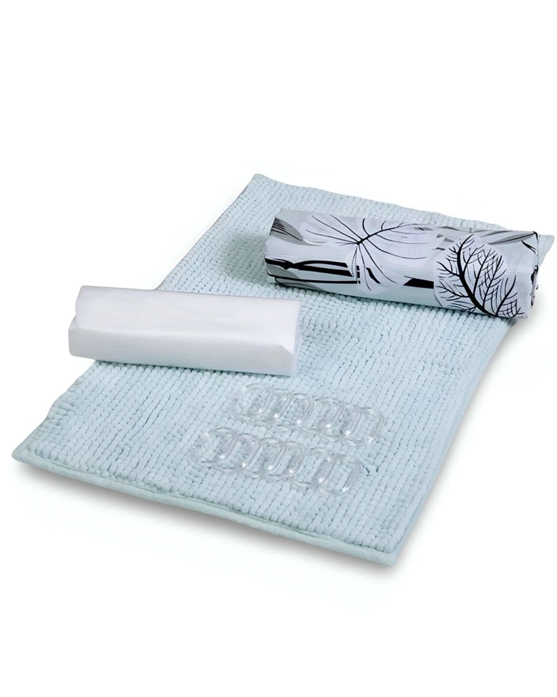 SET DE BAÑO EN CAJA 4 PIEZAS CORTINA CON ALFOMBRA MASHINI - 3