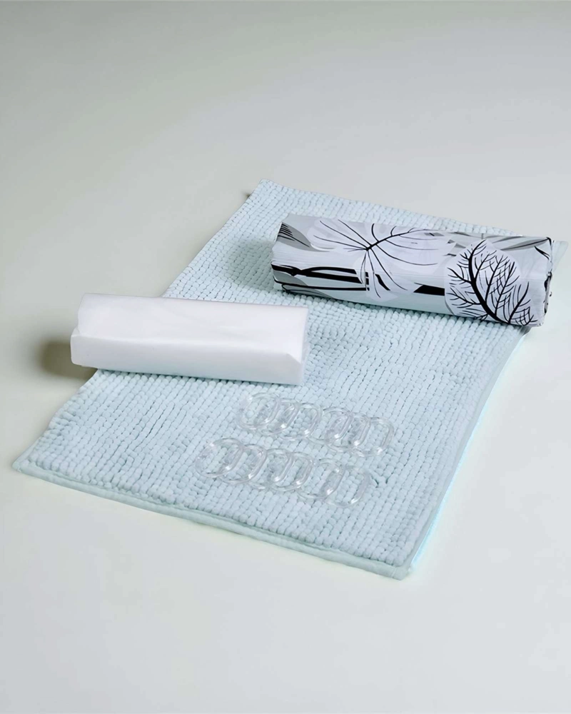 SET DE BAÑO EN CAJA 4 PIEZAS CORTINA CON ALFOMBRA MASHINI - 4