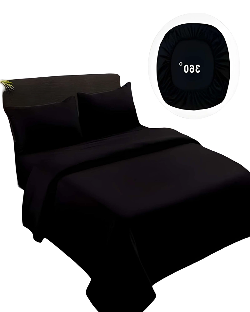 JUEGO DE SABANAS DE 500 HILOS 2 PLAZAS NEGRO - 2