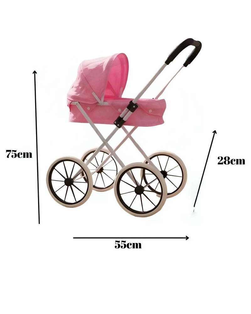 COCHE DE MUÑECA CARREOLA RUEDAS GRANDES ROSA - 7