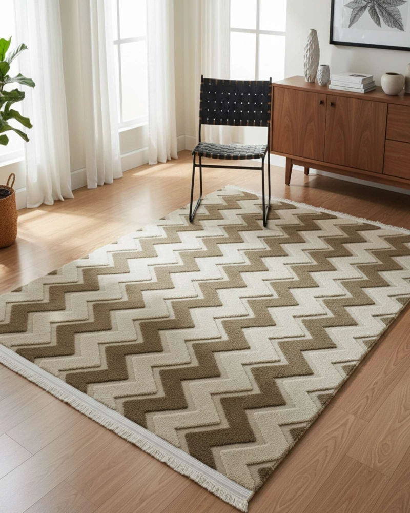 ALFOMBRA TEXTURIZADA DISEÑO JACQUARD ANTIDESLIZANTE 200X240 CM A07 - 1
