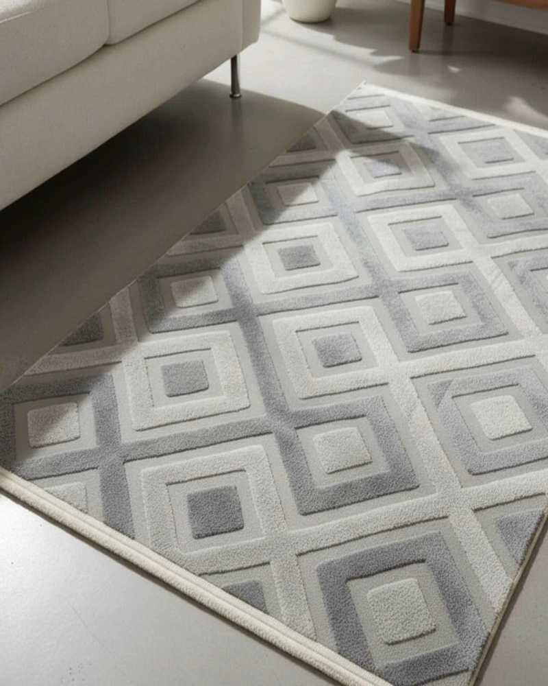 ALFOMBRA TEXTURIZADA DISEÑO JACQUARD ANTIDESLIZANTE 180X200 CM A04 - 3
