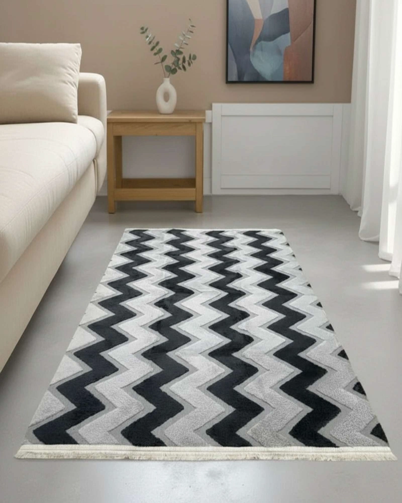 ALFOMBRA TEXTURIZADA DISEÑO JACQUARD ANTIDESLIZANTE 200X240 CM A02 - 3