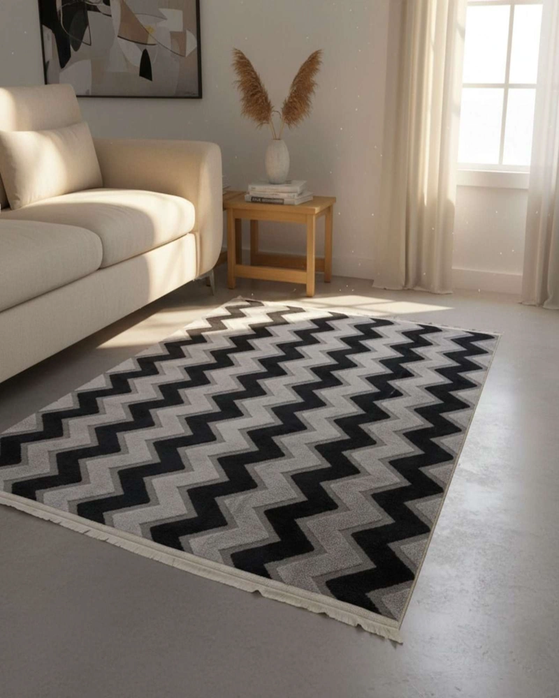 ALFOMBRA TEXTURIZADA DISEÑO JACQUARD ANTIDESLIZANTE 200X240 CM A02 - 4