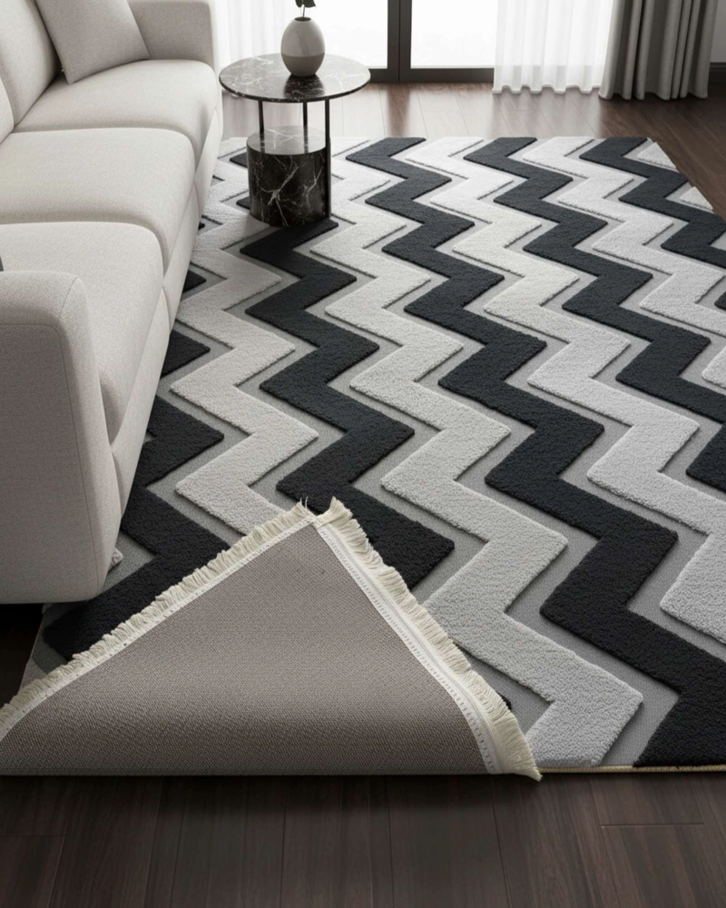 ALFOMBRA TEXTURIZADA DISEÑO JACQUARD ANTIDESLIZANTE 200X240 CM A02 - 5