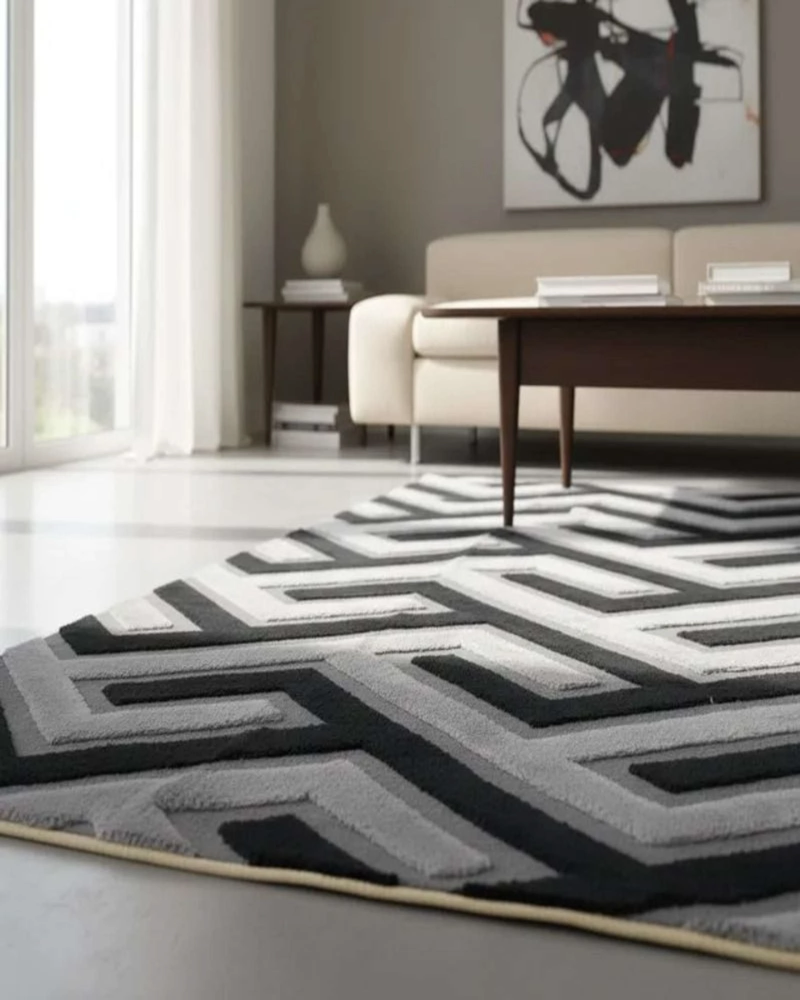 ALFOMBRA TEXTURIZADA DISEÑO JACQUARD ANTIDESLIZANTE 180X200 CM A03 - 2