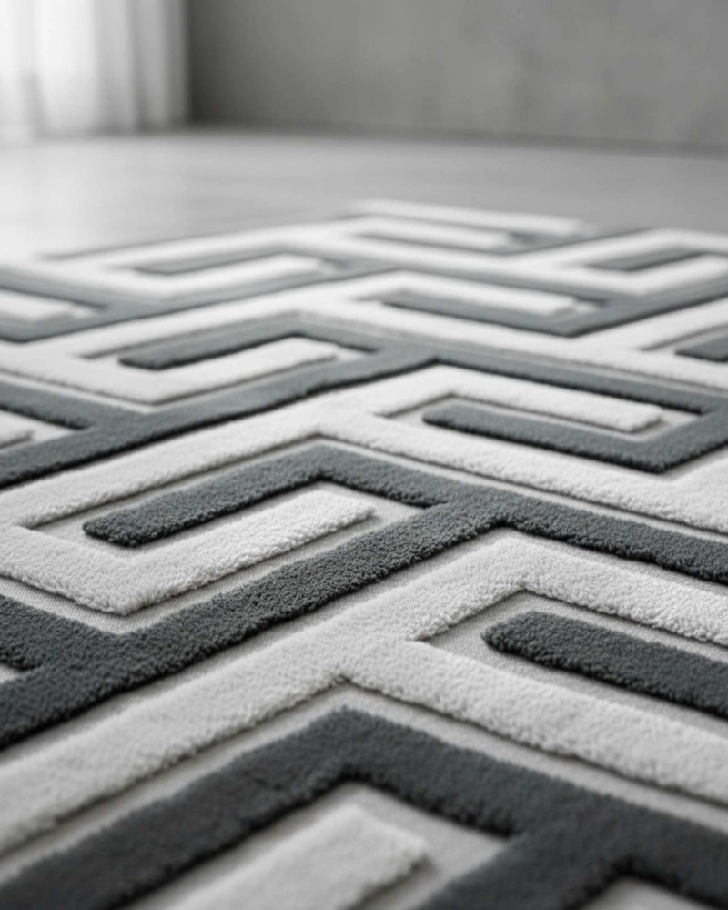 ALFOMBRA TEXTURIZADA DISEÑO JACQUARD ANTIDESLIZANTE 180X200 CM A03 - 4