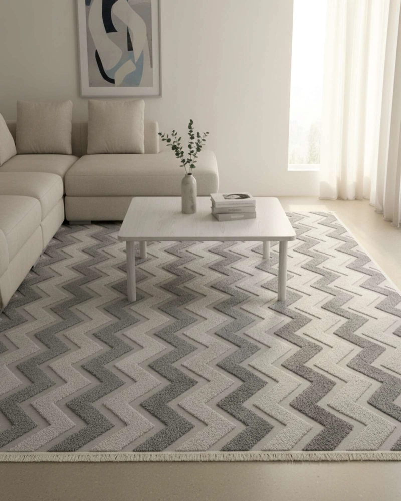 ALFOMBRA TEXTURIZADA DISEÑO JACQUARD ANTIDESLIZANTE 180X200 CM A06 - 4