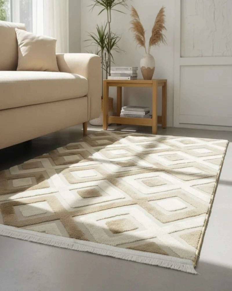 ALFOMBRA TEXTURIZADA DISEÑO JACQUARD ANTIDESLIZANTE 200X240 CM A08 - 3